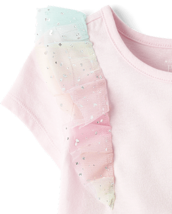 Toddler Girls Rainbow Foil Star Flutter Top