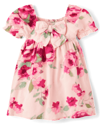 Toddler Girls Floral Bow Back Dress