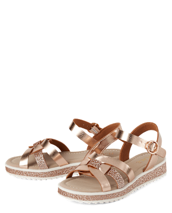 Girls Glitter Platform Sandals