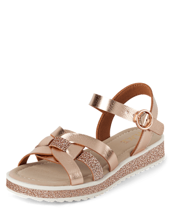 Girls Glitter Platform Sandals