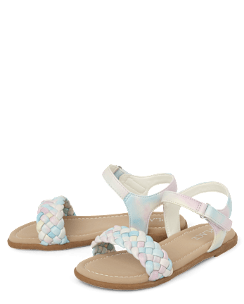 Girls Rainbow Braided Sandals
