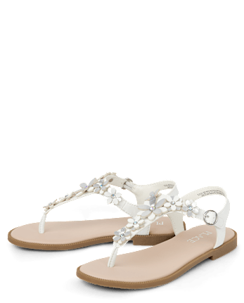 Sandales à brides en T à fleurs pour filles
