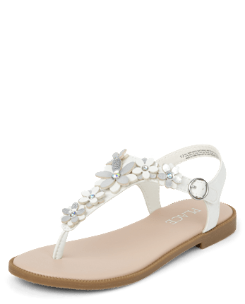 Sandales à brides en T à fleurs pour filles