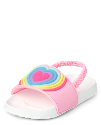 Claquettes arc-en-ciel en forme de cœur pour petites filles