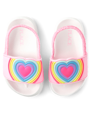 Claquettes arc-en-ciel en forme de cœur pour petites filles
