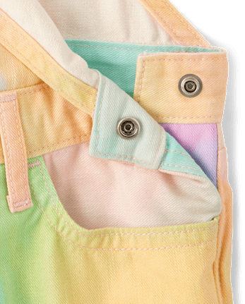 Girls Rainbow Marble Shortalls