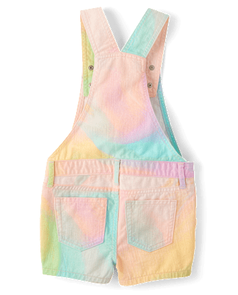 Girls Rainbow Marble Shortalls