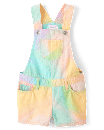 Girls Rainbow Marble Shortalls