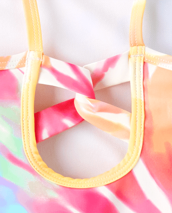 Girls Print Cross Back One Piece Swimsuit