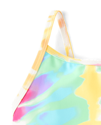 Girls Print Cross Back One Piece Swimsuit
