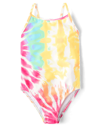 Girls Print Cross Back One Piece Swimsuit