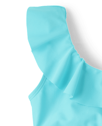 Girls Ruffle One Shoulder Bikini Swimsuit