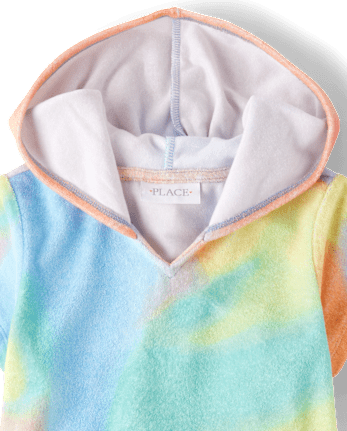 Girls Rainbow Tie Dye Terry Swim Cover-Up