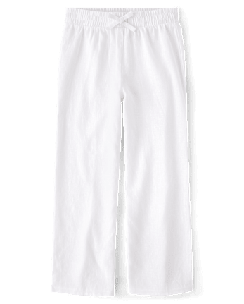 Girls Linen-Blend Wide Leg Beach Pants