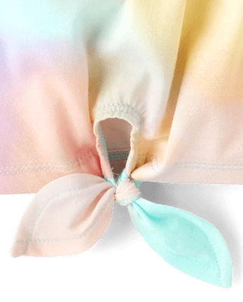 Girls Rainbow Marble Tie Front Top