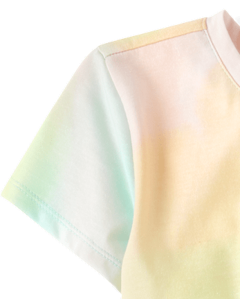 Girls Rainbow Marble Tie Front Top