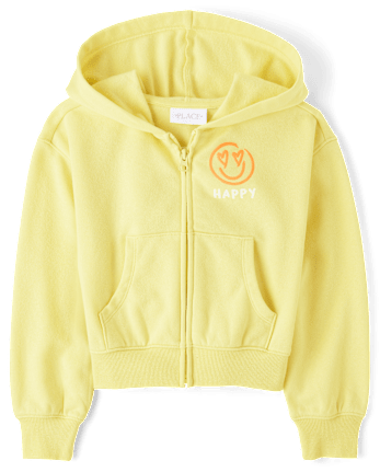 Girls Graphic Fleece Zip Up Hoodie