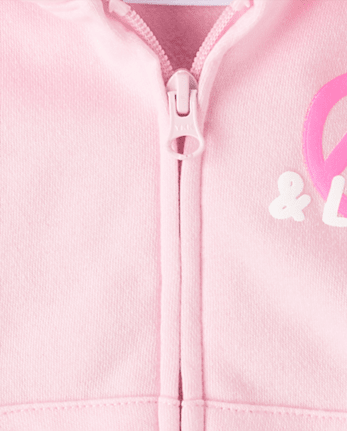 Girls Graphic Fleece Zip Up Hoodie
