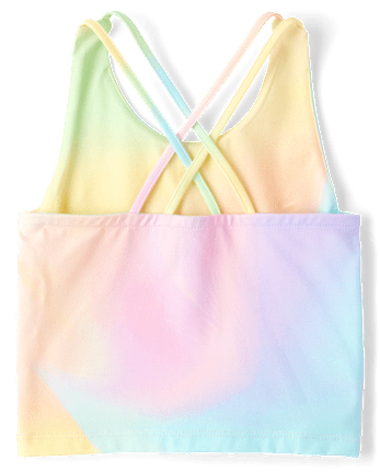 Girls Quick Dry Rainbow Marble Cross Back Tank Top