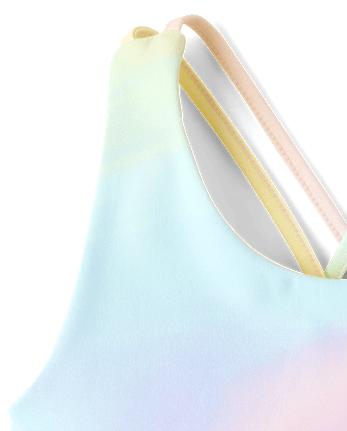 Girls Quick Dry Rainbow Marble Cross Back Tank Top
