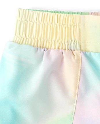 Short doublé en marbre arc-en-ciel à séchage rapide pour fille