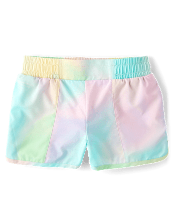 Girls Quick Dry Rainbow Marble Lined Shorts