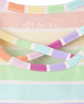 Robe débardeur à rayures arc-en-ciel pour filles