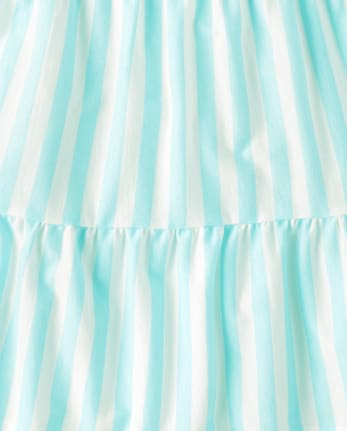 Girls Striped Tiered Dress