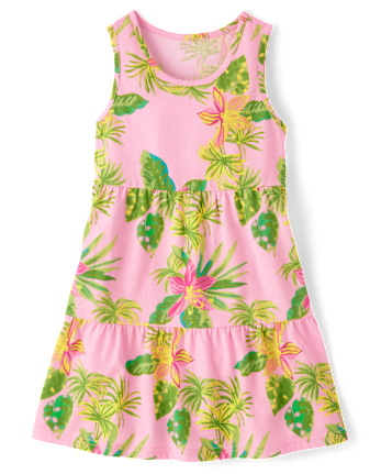 Girls Tropical Tiered Dress