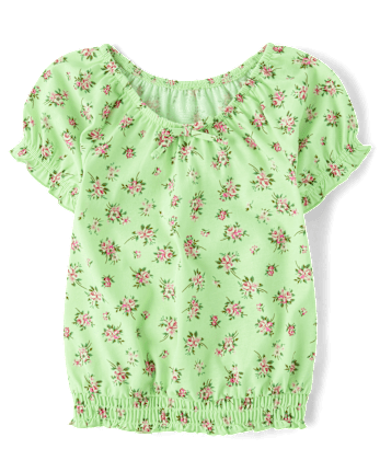 Girls Floral Smocked Top