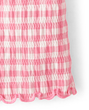 Haut à carreaux vichy à smocks pour fille