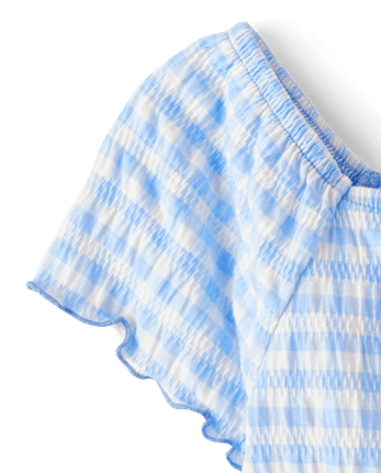 Haut à carreaux vichy à smocks pour fille