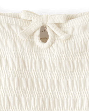 Girls Smocked Keyhole Top