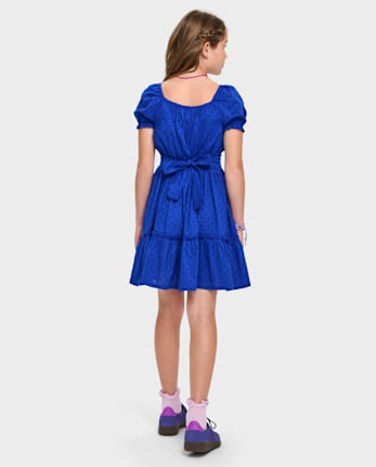 Girls Mommy And Me Bow Back Ruffle Dress