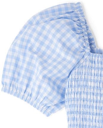 Robe à volants en popeline vichy à carreaux pour femme et fille