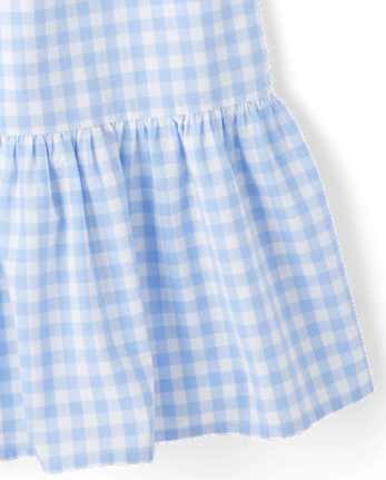 Robe à volants en popeline vichy à carreaux pour femme et fille