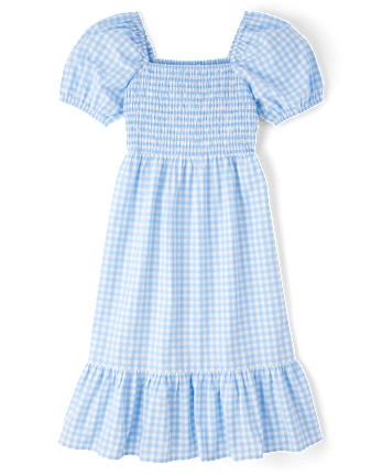 Womens Mommy And Me Gingham Poplin Smocked Tiered Dress