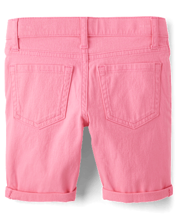 Girls Roll Cuff Twill Skimmer Shorts