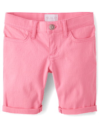 Girls Roll Cuff Twill Skimmer Shorts