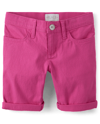 Girls Roll Cuff Twill Skimmer Shorts