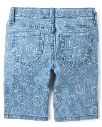 Short en jean Happy Face pour fille