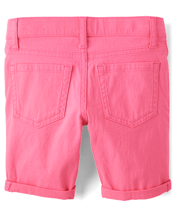 Girls Roll Cuff Twill Skimmer Shorts 4-Pack