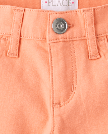 Girls Roll Cuff Twill Skimmer Shorts 4-Pack