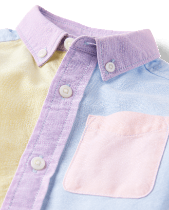Baby And Toddler Boys Colorblock Oxford Button Up Shirt