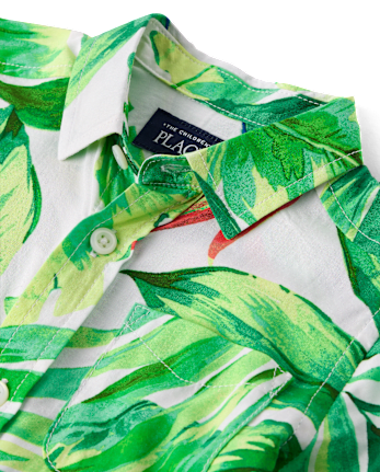 Baby And Toddler Boys Matching Family Tropical Poplin Button Up Shirt