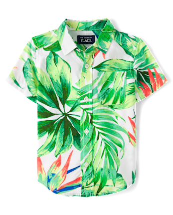 Baby And Toddler Boys Matching Family Tropical Poplin Button Up Shirt
