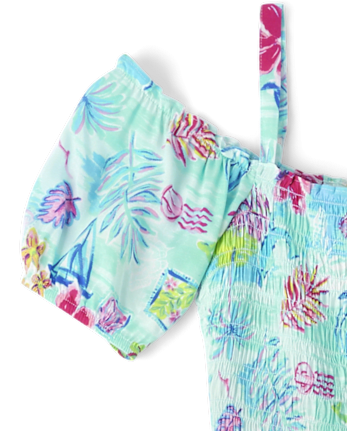 Womens Matching Family Tropical Midi Off Shoulder Dress