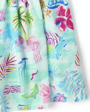 Womens Matching Family Tropical Midi Off Shoulder Dress