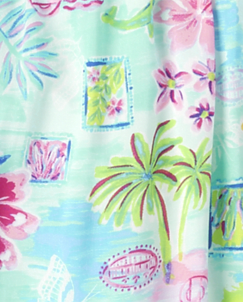 Womens Matching Family Tropical Midi Off Shoulder Dress