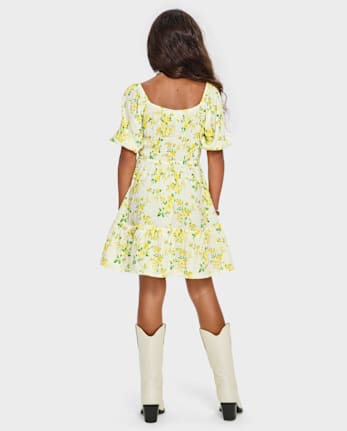 Girls Mommy And Me Floral Smocked Ruffle Dress